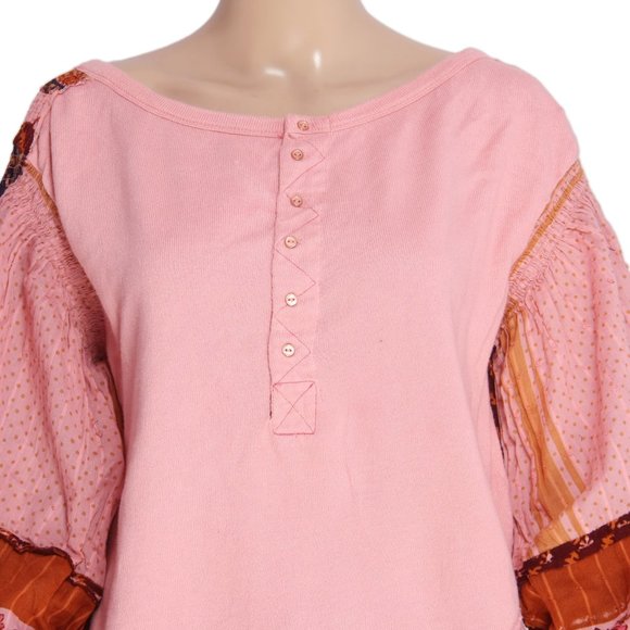 Free People Light Magic Henley Balloon Sleeve Top New XS - Picture 7 of 7